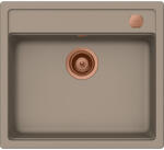 SCHOCK Schock Mono N-100 konyhai mosogatótálca 570 x 510 mm Cristadur Twilight, taupe szürke és szűrőkosár, távműködtető gomb, túlfolyó takaró Réz (SETMN100TWPVCOB)