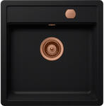 SCHOCK Schock Mono N-100S konyhai mosogatótálca 490 x 510 mm Cristadur Puro, intenzív fekete és szűrőkosár, távműködtető gomb, túlfolyó takaró Réz (SETMN100SPUPVCOB)