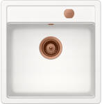 SCHOCK Schock Mono N-100S konyhai mosogatótálca 490 x 510 mm Cristadur Polaris, hófehér és szűrőkosár, távműködtető gomb, túlfolyó takaró Réz (SETMN100SPOPVCOB)