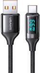 USAMS fonott kábel U78 USB-C 1.2m LED 6A gyors töltés fekete SJ544USB01 (US-SJ544) (304436)