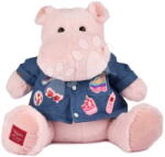 Histoire d'Ours Hipopotam de pluș cu șapcă cu cămașă de blugi Pink Mallow Hippo Histoire d’ Ours roz 38 cm de la 0 luni (HO3376)