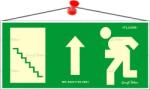  Információs tábla, 25x11, 5 cm, fluoreszkáló, utánvilágítós, Menekülési irány fel, lépcső balra (LUIN059) - papirdepo