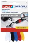 TESA Kábelkötegelő, tépőzáras, TESA On&Off , vegyes színek (TE55236)