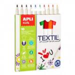 APLI Textilfilc, 2, 9 mm, APLI Kids Markers Textil , 10 különböző szín (LCA18220)