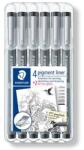 STAEDTLER Tusfilc készlet, STAEDTLER Pigment Liner 308 , fekete, 4+2 darab (TS308SB6P)
