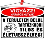  Információs tábla, 35x25 cm, Vigyázz harapós kutyák! (LUIN038) - papirdepo