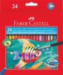 Faber-Castell Akvarell ceruza készlet, hatszögletű, ecsettel, FABER-CASTELL, 24 különböző szín (TFC114425) - papirdepo