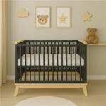 NEW BABY Gyerekágy leesésgátlóval New Baby MARCUS 120x60 cm grafit/természetes (2-55023)