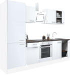 Leziter Yorki 270 konyhablokk fehér korpusz, selyemfényű fehér front alsó sütős elemmel polcos szekrénnyel (L270FHFH-SUT-PSZ)