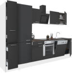 Leziter Yorki 310 Konyhablokk - Fehér Korpusz, Selyemfényű Antracit Front, Alsó Sütős Elemmel, Polcos Szekrénnyel