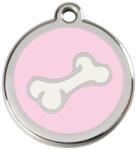 Red Dingo Rozsdamentes csont mintás acél biléta rózsaszín - dogshop