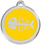 Red Dingo Rozsdamentes halcsont mintás acél biléta sárga - dogshop