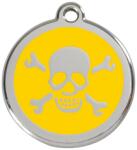 Red Dingo Rozsdamentes koponya-keresztcsont mintás acél biléta sárga - dogshop