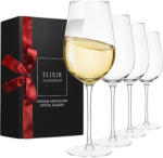 Elixir Glassware Set 4 pahare premium, ELIXIR GLASSWARE, din cristal, cu picior, 530 ml, potrivit pentru degustari, nunta, aniversari, petreceri, Transparent (5941947802409) Pahar