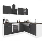 Leziter Yorki 220 Sarok Konyhablokk - Fehér Korpusz, Selyemfényű Antracit Front, Alsó Sütős Elemmel