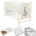 Kidizi Patut din lemn masiv 120x60 cm Bria alb cu roti, include saltea cocos LUX 120x60x9 cm, protectie impermeabila si set lenjerie matlasata 5 piese Kidizi (SETLUX/5949551903260)