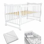 Kidizi Patut din lemn masiv 120x60 cm Isla alb, include protectie impermeabila si set lenjerie matlasata 5 piese Kidizi (SET5949221103945)