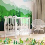 Kidizi Patut din lemn masiv 120x60 cm Kidizi Isla alb, reglabil pe 3 nivele, certificat EN71 (5949221103945)