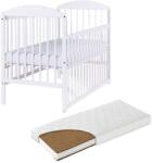 Kidizi Patut din lemn masiv 120x60 cm Kidizi Orella alb cu laterala culisanta si saltea cocos LUX 120x60x12 cm, reglabil pe 3 nivele, certificat EN71 (1583+1206012LUX)