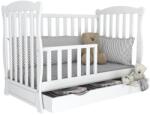Kidizi Patut din lemn masiv 120x60 cm Bethany alb cu sertar, include bariera (0586+1637)