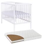 Kidizi Patut din lemn masiv 120x60 cm Kidizi Orella alb si saltea cocos LUX 120x60x9 cm, reglabil pe 3 nivele, certificat EN71 (1729+120609LUX)