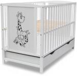 Kidizi Patut din lemn masiv 120x60 cm Bria alb cu sertar, reglabil pe 3 nivele, certificat EN71 (5949221103273)