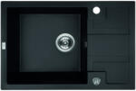 Laveo BARBADOS matt fekete mini csepptálcás gránit mosogató dugókiemelős helytakarékos szifonnal - SRB_713B (SRB_713B)