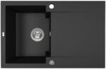 Laveo PICO 45S egymedence csepptálcás szemcsés fekete gránit mosogató helytakarákos szifonnal - SRH_711Y (SRH_711Y)
