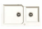Laveo MILOS 2M 90 kétmedencés gránit jázmin mosogató helytakarékos dugókiemelős szifonnal - SPM_J208 (SPM_J208)