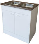  Komplett mosogatós szekrény, 80x50cm nyílóajtós, fehér, kétmedencés (214007)