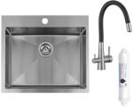 Laveo MALAWI inox beépíthető mosogató szifonnal, RIVECO vízszűrős szettel, 50x58x20 cm - SLMA_010F (SLMA_010F)