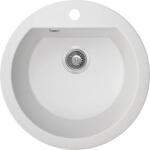 Laveo DAFNE egykör fehér gránit mosogató csaplyukkal, helytakarékos szifonnal - SRD_680T (SRD_680T)