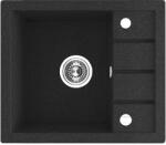 Laveo RINA MINI csepptálcás gránit mosogató, szemcsés fekete, automata dugókiemelős, helytakarékos szifonnal - SRP_713T (SRP_713T)