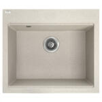 Laveo TAU 6 bézs egymedencés gránit mosogató helytakarékos szifonnal - SRT_410Y (SRT_410Y)