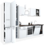 Leziter Yorki 310 Konyhablokk - Fehér Korpusz, Selyemfényű Fehér Front, Alsó Sütős Elemmel, Alulfagyasztós Hűtős Szekrénnyel