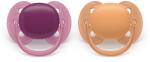 Philips Залъгалки Philips Avent - Ultra Soft, Лилава & оранжева с кутия за стерилизиране, 18+ m, 2 броя (00A.0669.001)
