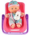 Teddies Păpușă bebeluș de 20 cm din plastic în purtător/scaun auto, cu sticlă (TD00120026) Papusa