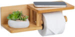Relaxdays Bambusz WC-papír tartó 2 polccal 9x31x12, 5 cm 10050298