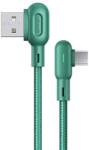USAMS Cablu Braided Angled pentru incarcare si transfer de date USAMS U57, USB-A la MicroUSB, 2A, 1.2m, Verde (6958444948614)