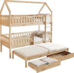 TEMPO KONDELA Montessori emeletes ágy pótággyal, természetes, VENITA TYP 1
