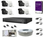 HikVision Kit supraveghere 4K / 8MP Hikvision Turbo AcuSense HD cu 4 camere, IR 60m, HDD 2 Tb, sursa, video balun, cablu utp, vizualizare pe internet/telefon, recunoastere om si vehicul (D260VQMBM)