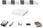 HikVision Kit de supraveghere audio-video complet 4 camere Hikvision 5 Mp, Smart Hybrid Light IR si ColorVu 40m, 1Tb (D259X9YBM)