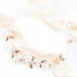 Kokonet Rose gold koszorú virágokkal, levelekkel és gyöngyökkel finom kiegészítő fogadásokra, esküvőkre (4-0226)