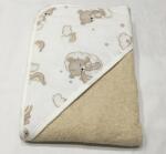  Nedvszívó frottír pamut törölköző kapucnival 110*110 cm - Bézs szivárvány maci