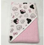  Nedvszívó frottír pamut törölköző kapucnival 110*110 cm - Rózsaszín egérke