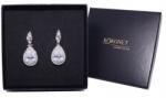 Kokonet Fülbevaló Klipszek esküvőre, ezüst színű, gyémánt és kristály díszítéssel (8-0163)