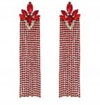 Kokonet Hosszú lógó cirkónia szálak piros fülbevaló kristályokkal csillogás trendek (3-0508)