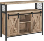 Brius Comoda 2 usi glisante rafturi reglabile stil rustic, 33x100x80 cm, depozitare, natural negru (EZ-LSC092B50) Comoda
