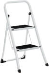 Brius Scara pliabila cu 2 trepte, cauciuc antiderapant, sarcina 150 kg, otel, 45x55x82cm, alb si negru (EZ-GSL12WT)