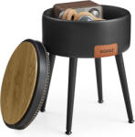 Brius Taburet cu spatiu de depozitare, tapitat PU, cu 2 fete, diametru 32 cm, negru (EZ-LOM005B01)